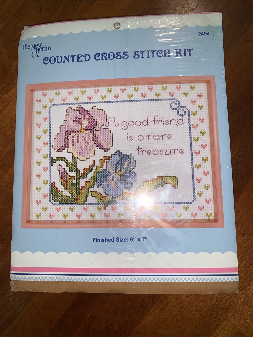 Counted Cross Stitch Kit - Pink & Blue Floral "A Good Friend"